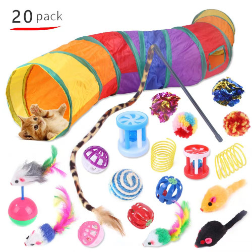 Cat Tunnel Toy Pack - 20 counts (with storage basket)